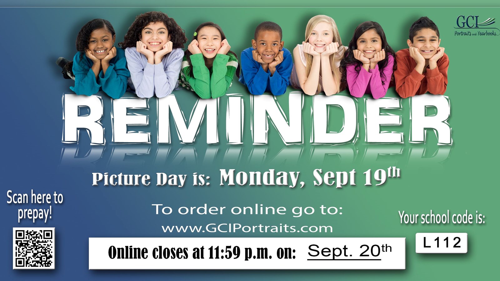 Picture Day Reminder for Monday, September 19